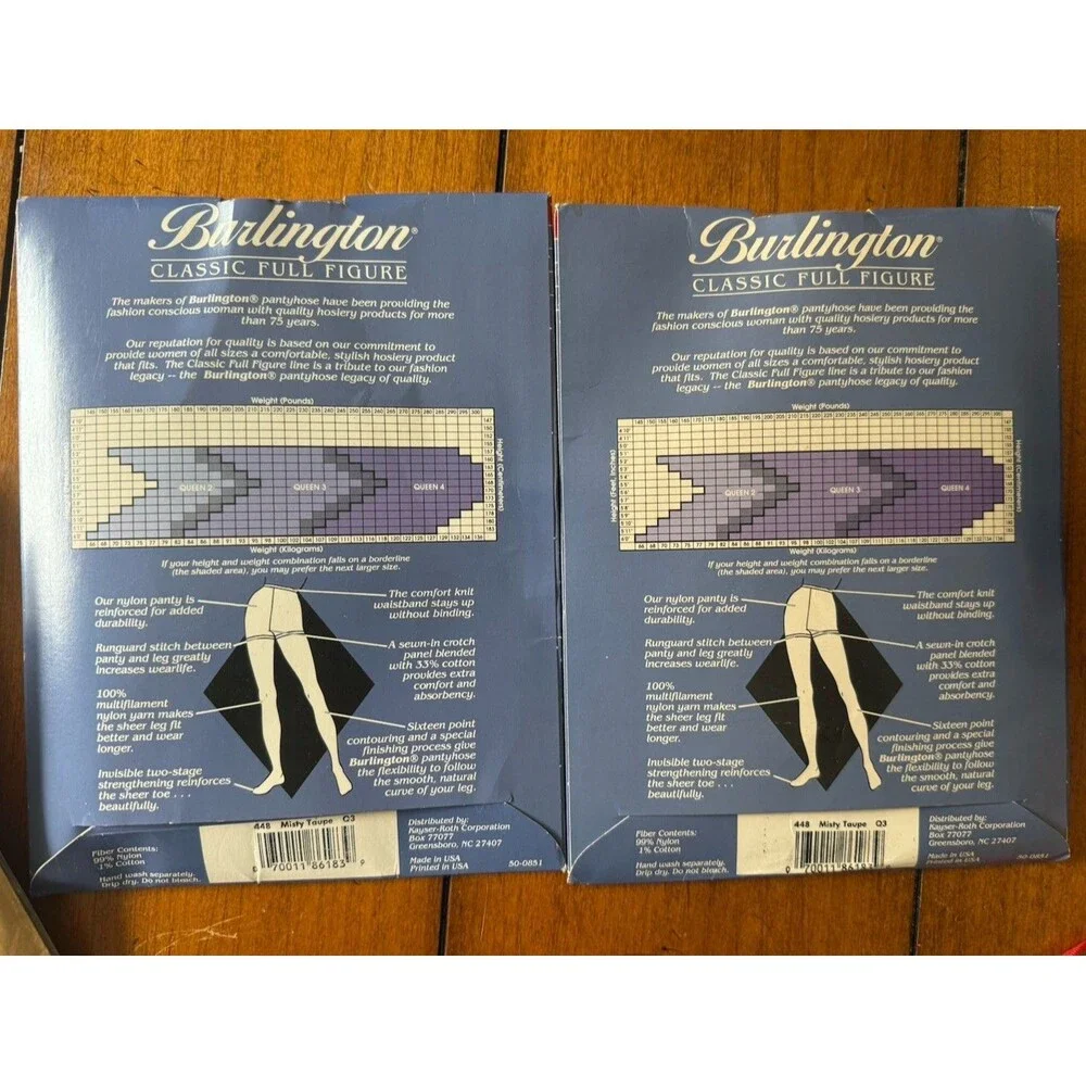 2 Burlington Classic Full Figure Basic Sheer Pantyhose Queen 3 Misty Taupe V83